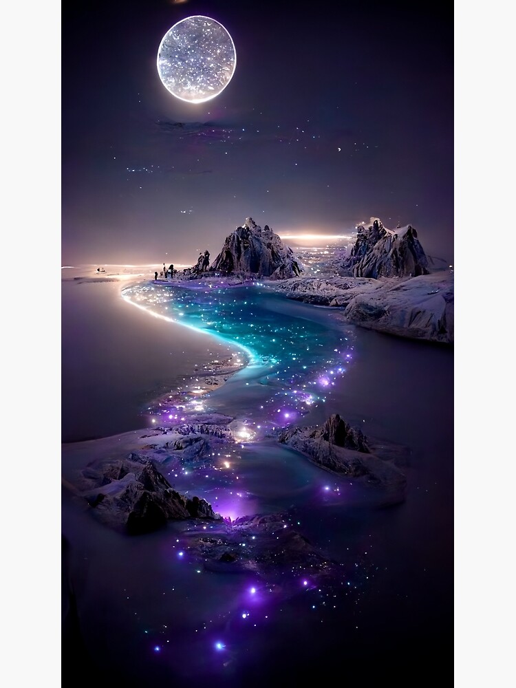Artwork view,  night glow at north pole under moonshine designed and sold by Sub-AIRTist