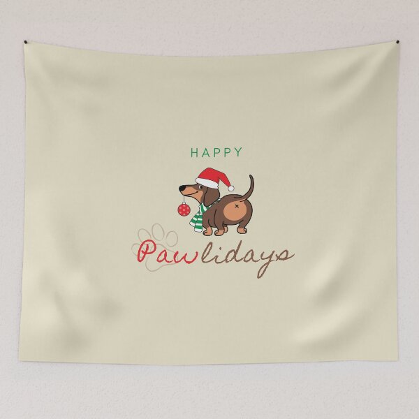 Item preview, Happy Pawlidays Santa Dachshund Dog designed and sold by SeasonalDogs.