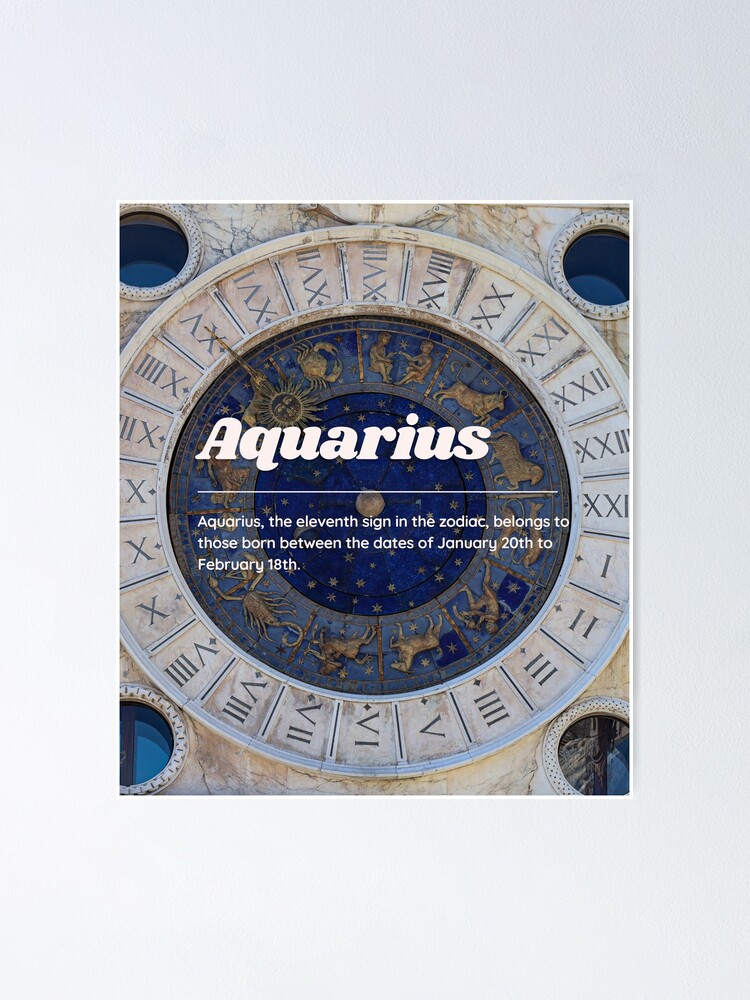 Aquarius Zodiac Roman Numerial Print Poster