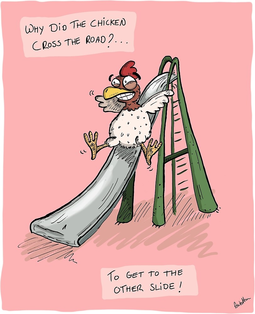"Chicken Joke Illustration " by aidenwhittam Redbubble