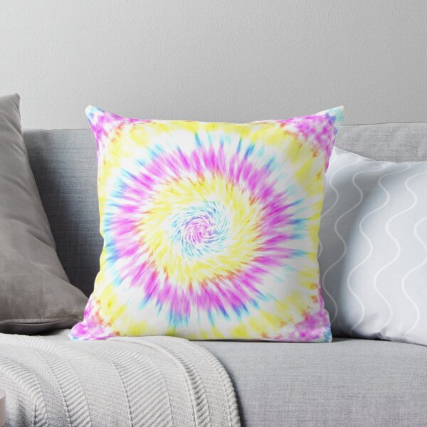 Tie and Dye Pattern Yellow Pink Bright Throw Pillow