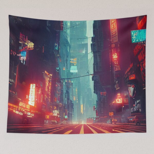 Item preview, New York Streets In Cyberpunk Style designed and sold by ZAKAABDE2020.