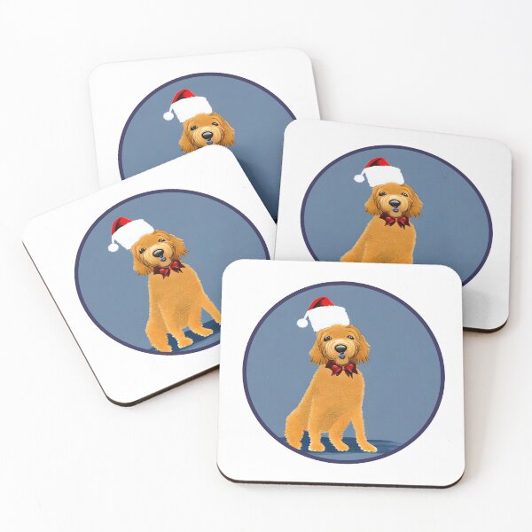 Item preview, Funny golden doodle with a christmas hat designed and sold by The Love Quill.