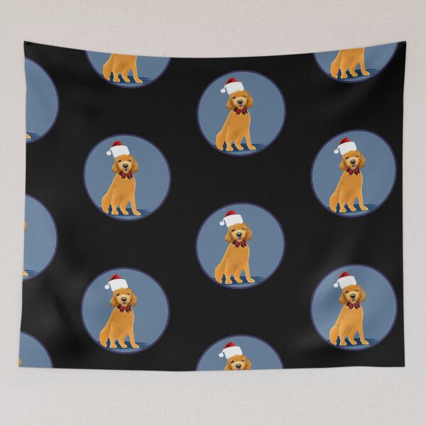 Item preview, Funny golden doodle with a christmas hat designed and sold by The Love Quill.