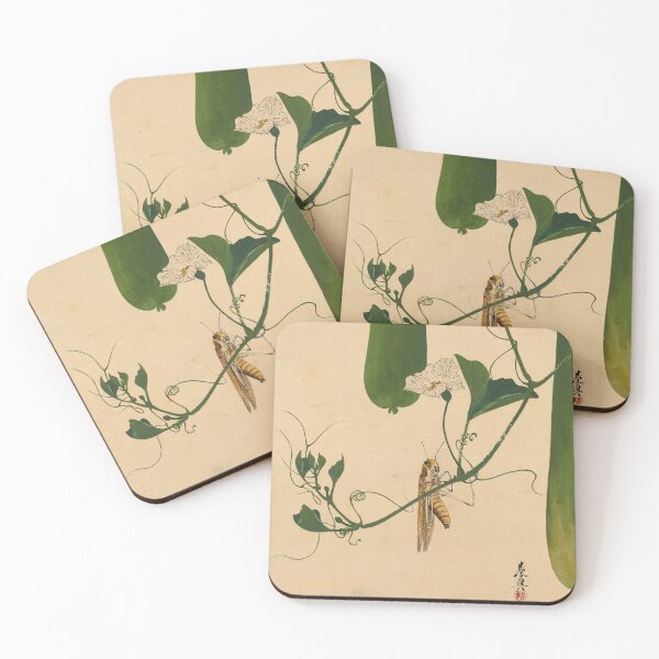 Item preview, Grasshopper on Gourd Vine | Japanese Meiji Art designed and sold by andydavistech.