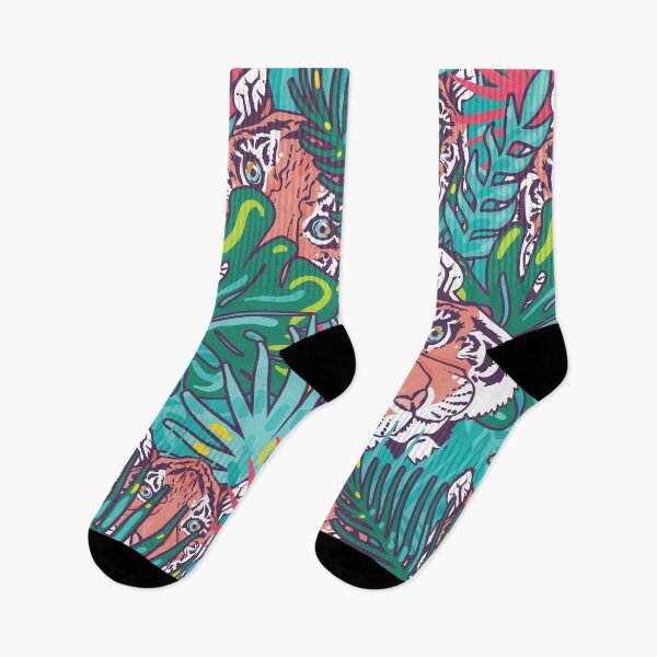 Item preview, Jungle Tiger Pattern Cyan Green Red Orange designed and sold by RepublicOfFire.