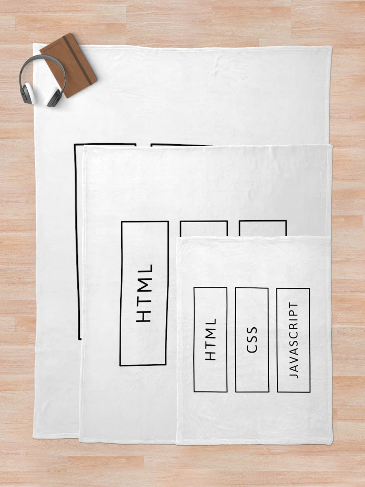 Thumbnail 5 of 6, Throw Blanket, HTML, CSS & JavaScript Developer (Inverted) designed and sold by developer-gifts.