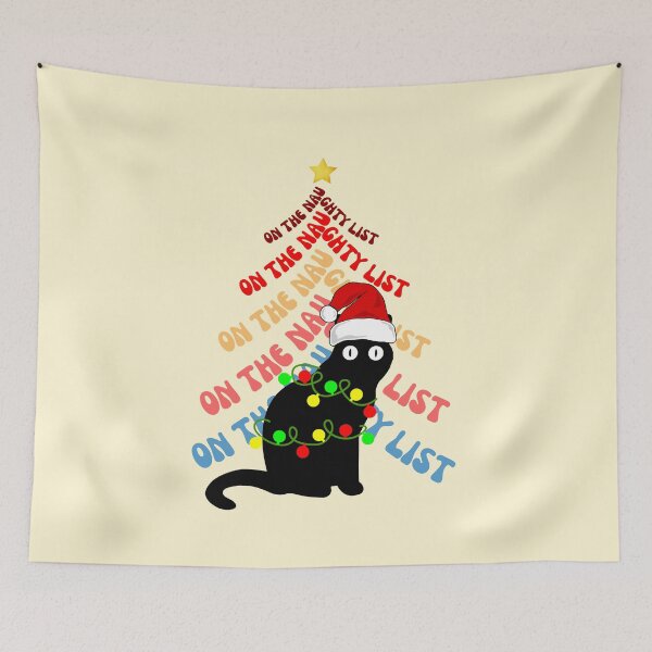 Item preview, On the naughty list cat Christmas vintage designs designed and sold by DesignsbyMona.