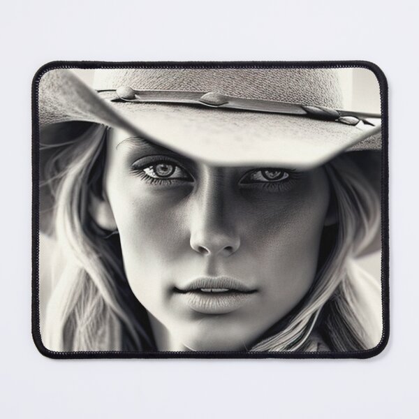 Item preview, Black and white portrait of a cowgirl designed and sold by RK - Shop.