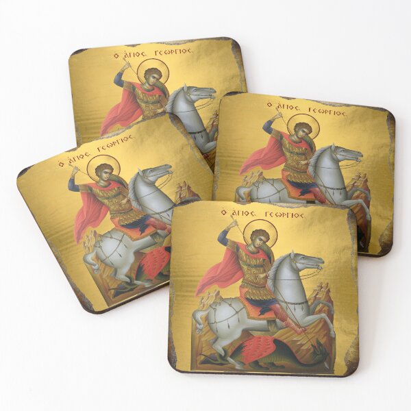 Item preview, Saint George Gold Icon Gold Byzantine Style designed and sold by Yiorgos Designs.