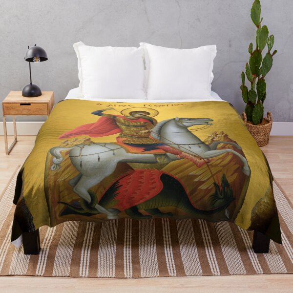 Item preview, Saint George Gold Icon Gold Byzantine Style designed and sold by Yiorgos Designs.