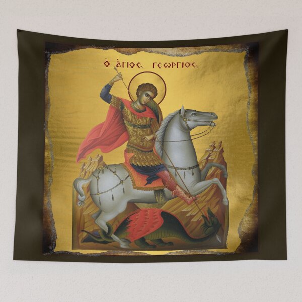 Item preview, Saint George Gold Icon Gold Byzantine Style designed and sold by Yiorgos Designs.