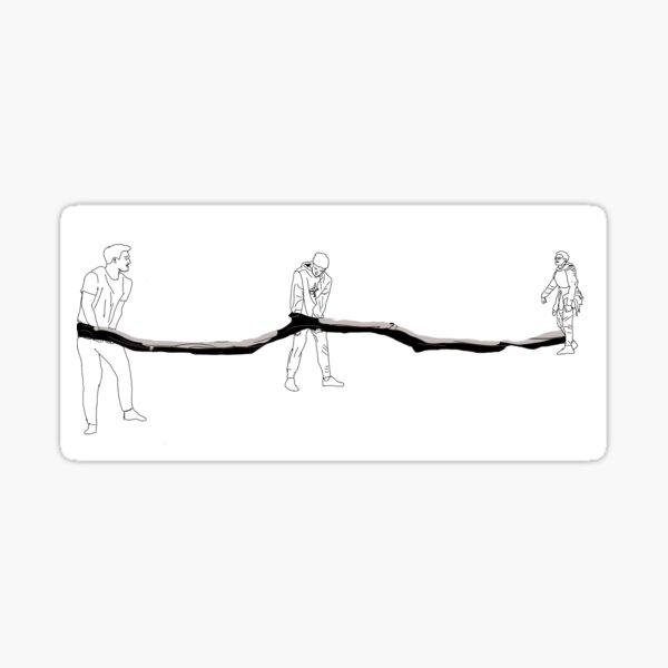 3 guys and a tree branch Sticker