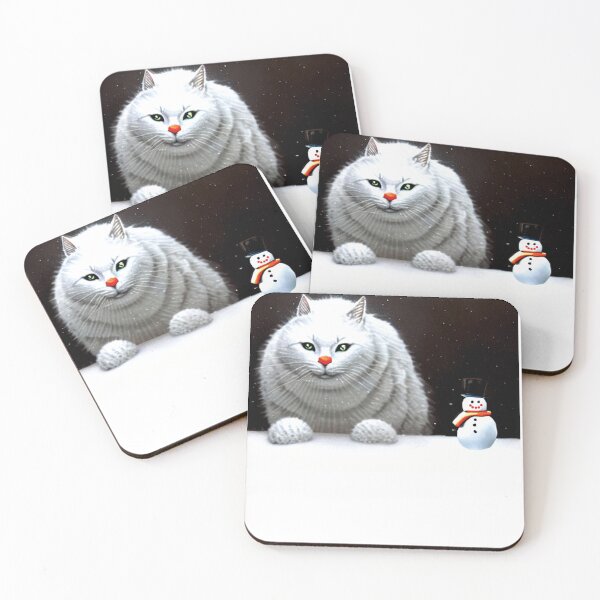 Item preview, christmas next day delivery White Cat and Snowman AI designed and sold by SBlagojevic.