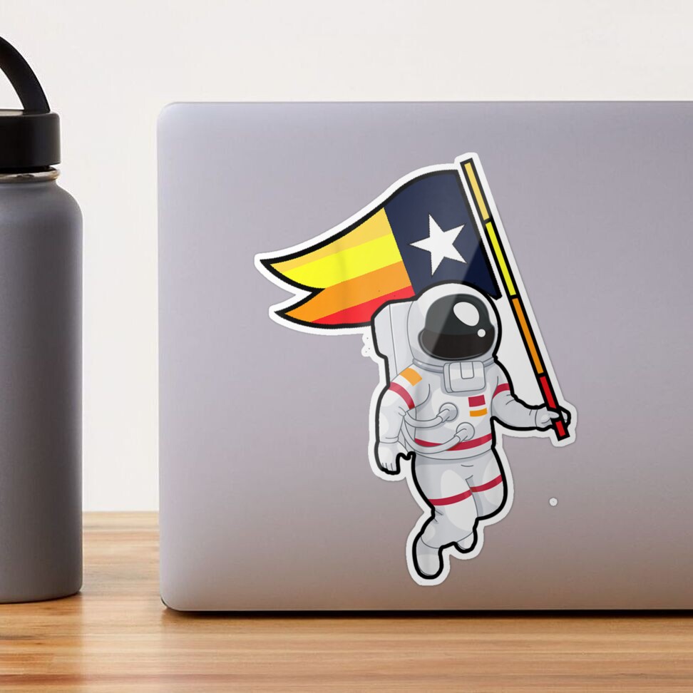 Houston Astros Space City Sticker Astronaut Holding Flag 