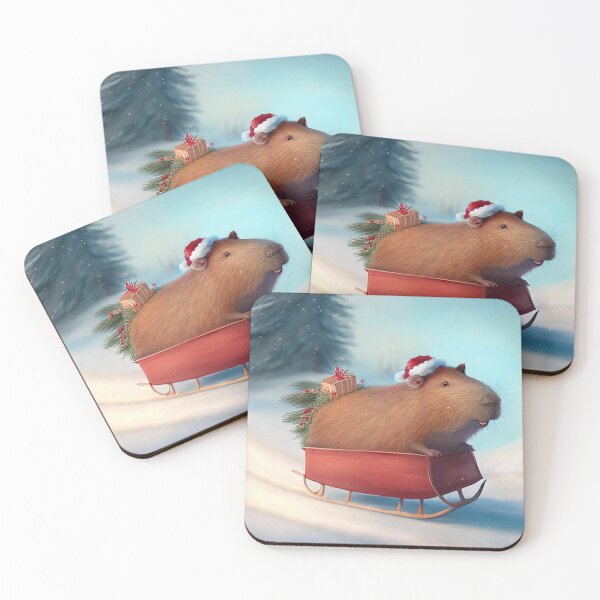 Item preview, Christmas Capybara Sleigh Ride designed and sold by CapybaraCentral.