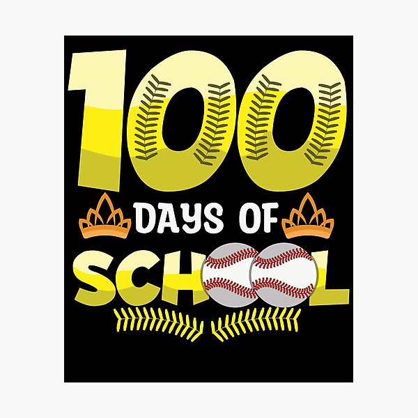 Item preview, 100th Day Softball Baseball 100 Days Of School designed and sold by ShirTomDesigns.