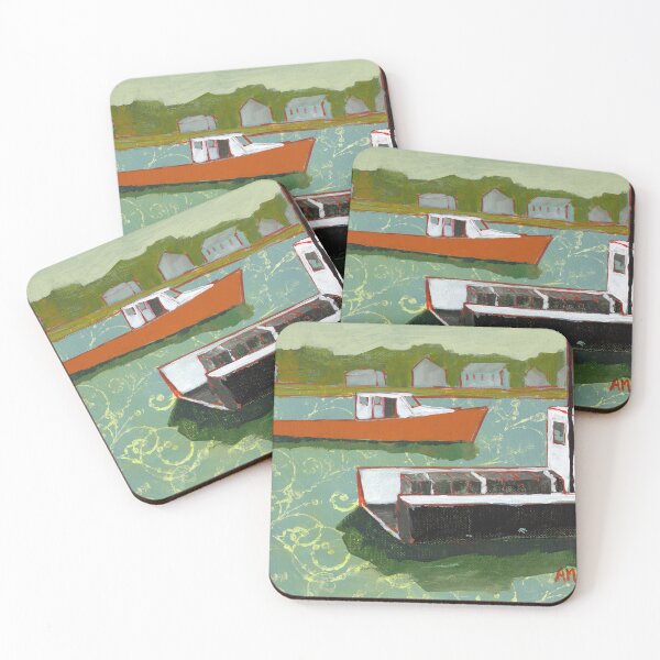 Item preview, Sea Side with Lobster Boats designed and sold by AMOpainting.