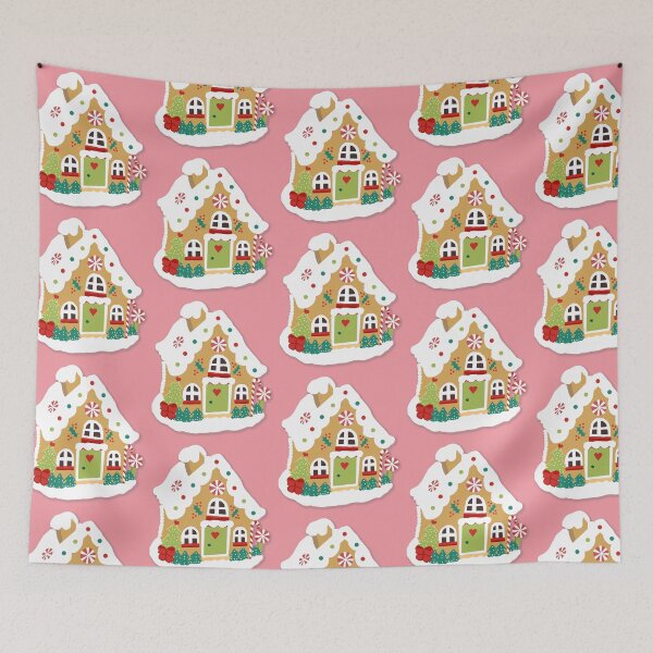 Item preview, Cute Girly Snowy Gingerbread House Pink Merry Christmas designed and sold by tanjica.