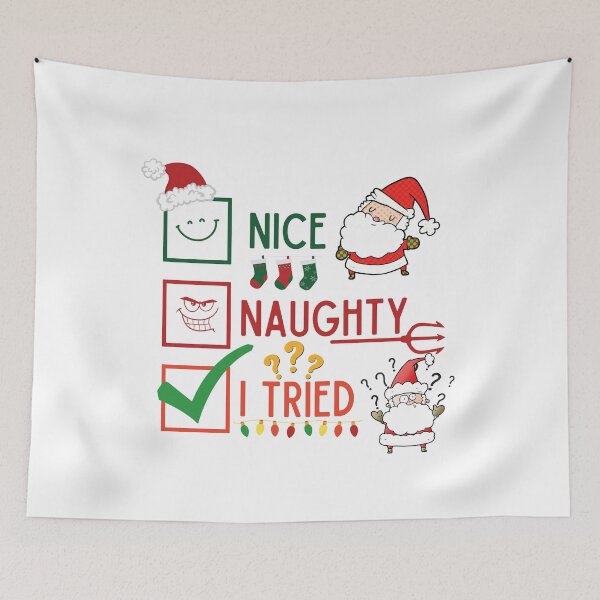 Item preview, Nice Naughty I Swear I Tried Funny Christmas Design For Santa and Christmas Lovers designed and sold by CandyDroidMerch.