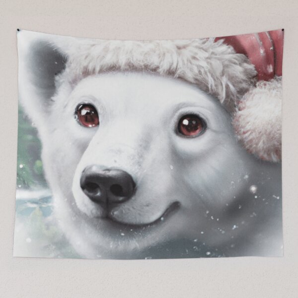 Item preview, Cutedom - Polar Bear In Christmas Hat designed and sold by RaynbowCute.