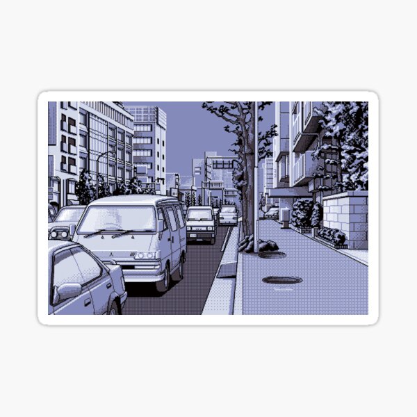 8-Bit-Anime-Cyber-Ästhetik Tokyo Street Sticker