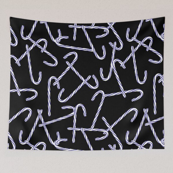 Item preview, Blue Candy Canes on a Black Background  designed and sold by dKarthdesign.