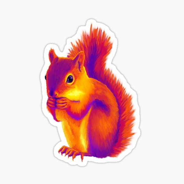 Purple and Orange Squirrel Sticker