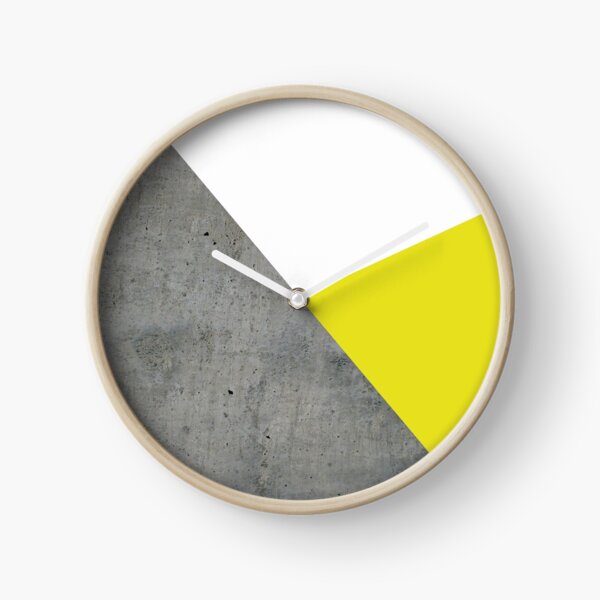 Modern vivid geometrical concrete texture corn yellow color-block Clock