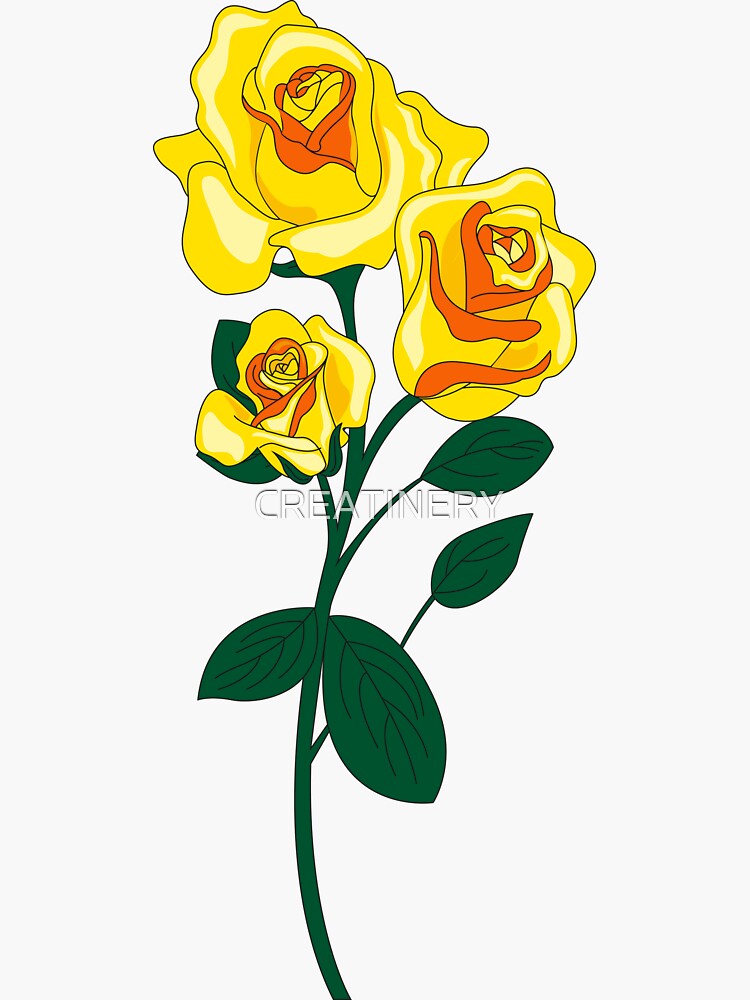 "yellow rose" Sticker by CREATINERY Redbubble
