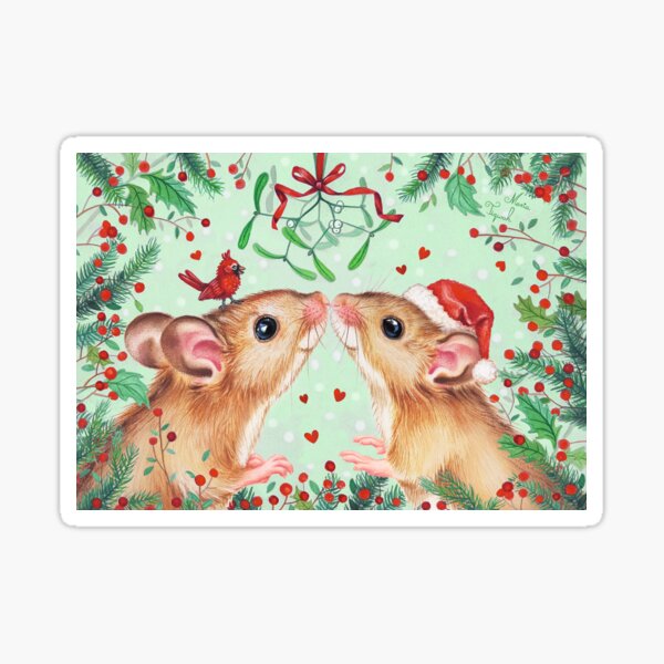 X-mas mice by Maria Tiqwah Sticker