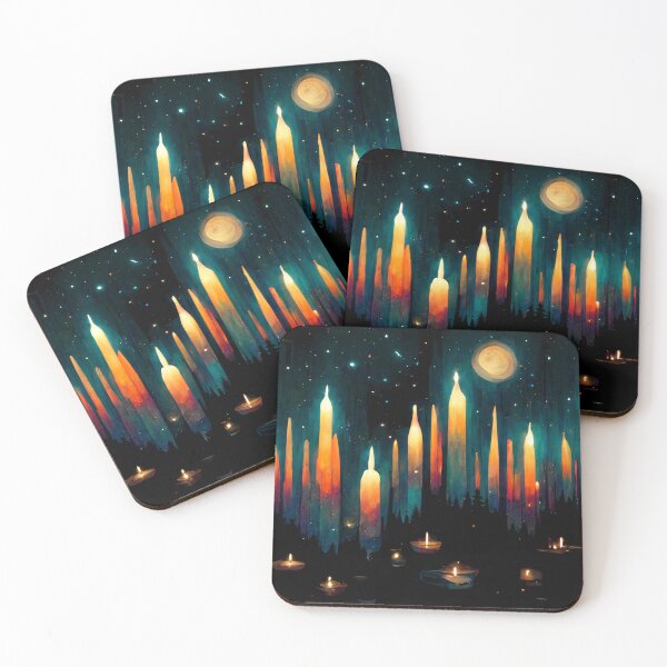 Item preview, Candles on the river painting designed and sold by DarkAgeArt.
