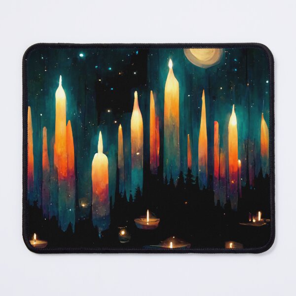 Item preview, Candles on the river painting designed and sold by DarkAgeArt.