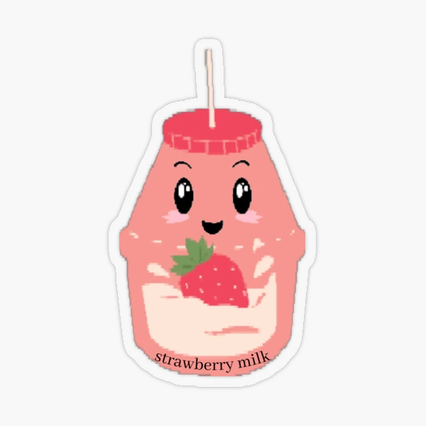 Yummy cute Kawaii strawberry milk, strawberries' Sticker