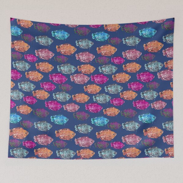 Item preview, Colorful Dwarf Gourami Pattern and stickers  designed and sold by ginaisarty.