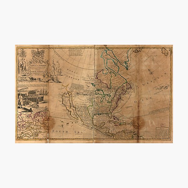 Item preview, Map of North America by Herman Moll (1715) designed and sold by allhistory.