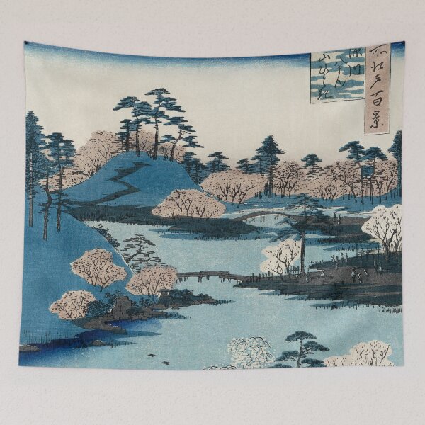Item preview, Cherry blossom near the Hachiman Shrine (1797-1858) vintage Ukiyo-e designed and sold by blackdogshop.