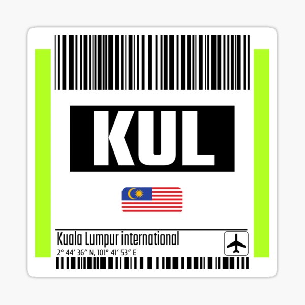 "Kuala Lumpur (KUL) Airport mini Luggage Tag" Sticker for Sale by