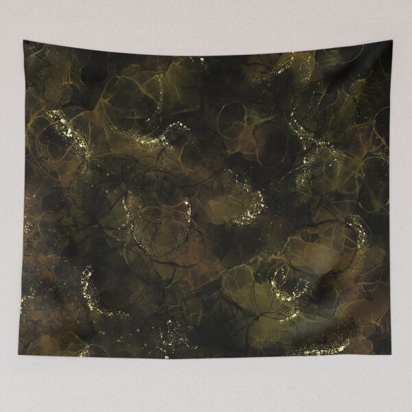 Item preview, Dark Metallic Gold And Black Abstract Alcohol Ink Painting designed and sold by Printpix.