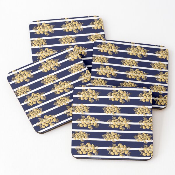 Item preview, Golden rose pattern with navy lines designed and sold by bayanabufadda.