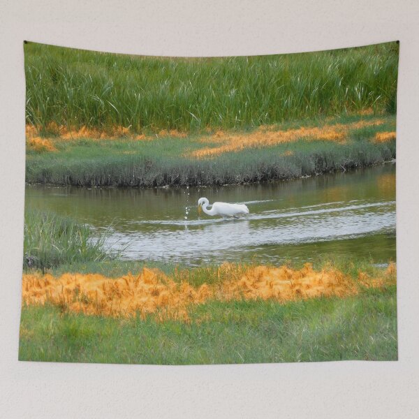 Item preview, Egret hunting in salt marsh designed and sold by PowerfulPhotos.