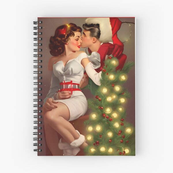 Item preview, Sneaking a kiss 50s retro Christmas designed and sold by 90snerd.