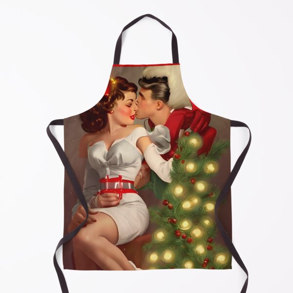 Item preview, Sneaking a kiss 50s retro Christmas designed and sold by 90snerd.