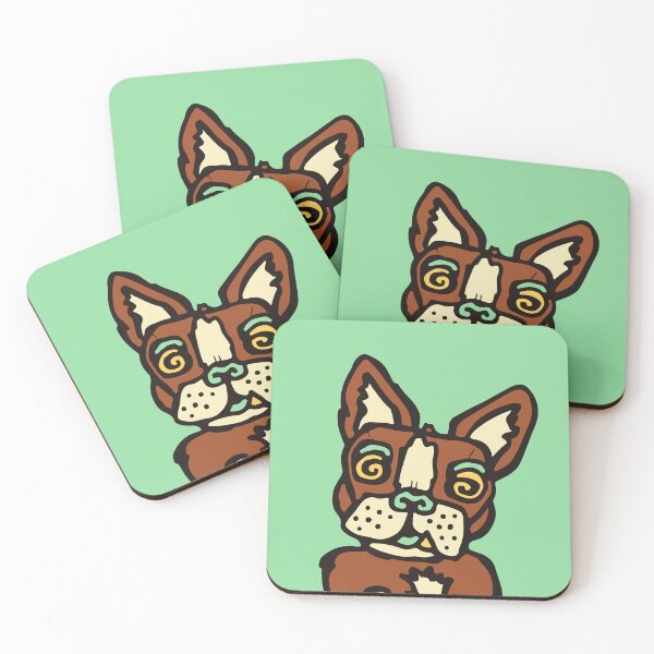 Item preview, Brown Boston Terrier Green Background designed and sold by boston-terriers.