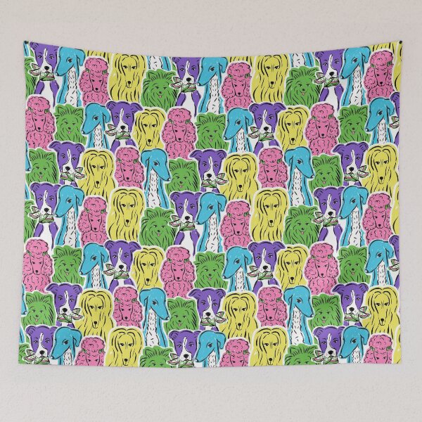 Item preview, Colorful dog Illustration pattern designed and sold by Lisa Bellew Creative.