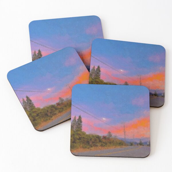 Item preview, Vivid Sunset oil painting scenery on mountains  designed and sold by Michelle Scannapieco.