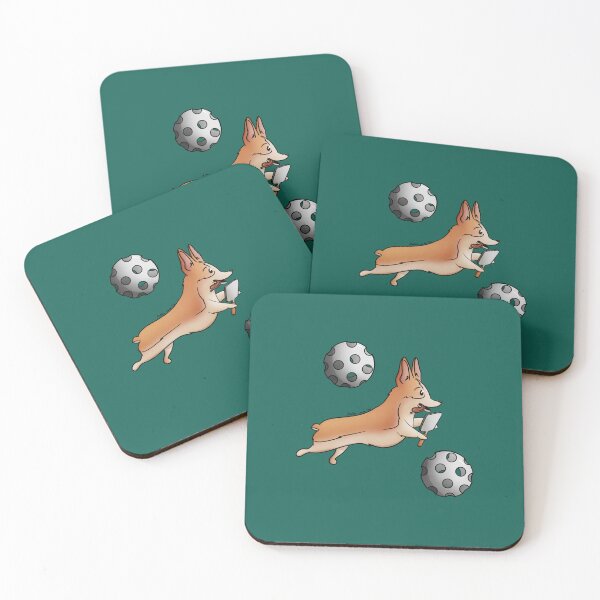 Artikelvorschau, Corgi mit aufprallenden Pickleballs auf einem tiefen smaragdgrünen Hintergrund entworfen und verkauft von Heather van der Dys.