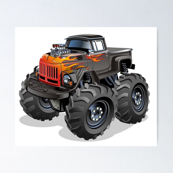 Cartoon Monster Truck Poster  Monster trucks, Monster truck art, Truck art