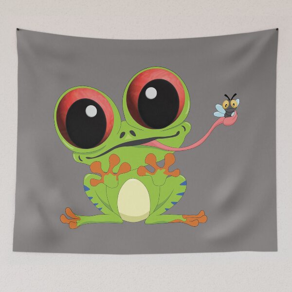 Item preview, Cute Red-eyed Tree Frog catching an insect designed and sold by atedesigns.