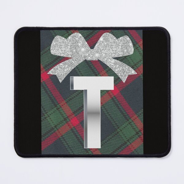 Item preview, Glorious Red and Green Plaid with Glittering Bow and Puff Initial-T designed and sold by SunMoonBeyond.